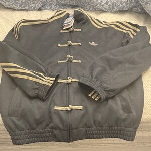 Adidas Viral Unisex Black Bomber Jacket with Gold Accents